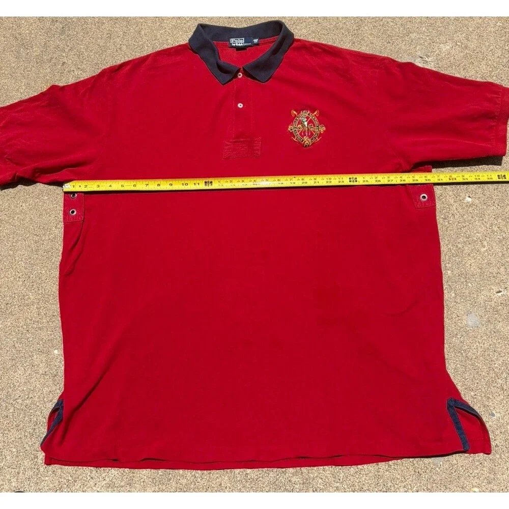 Vintage Polo Ralph Lauren 4XLT Red Crest Polo Shirt New York Quality Rugby 90s